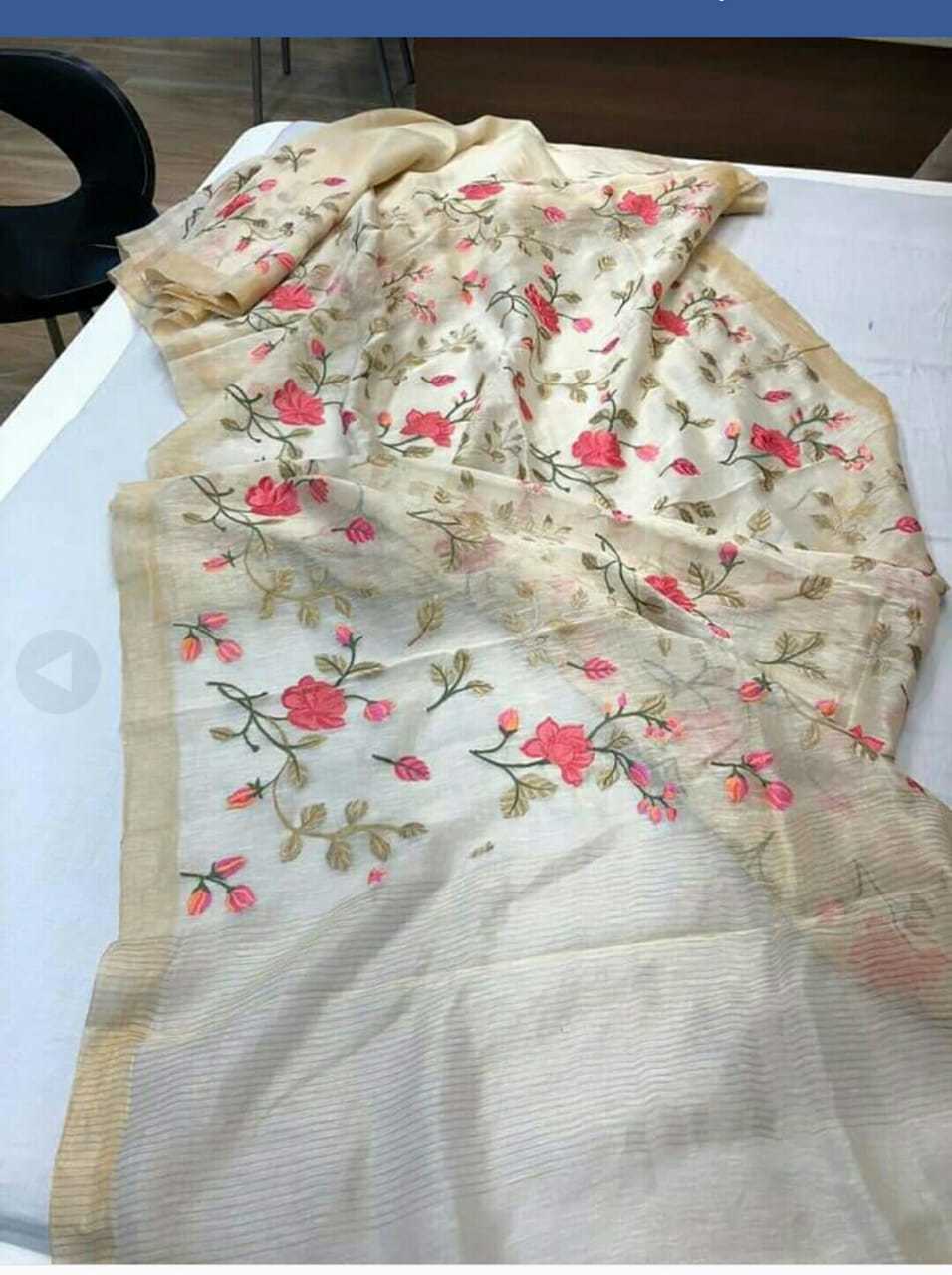 All Colors Silk Linen Embroidered Sarees