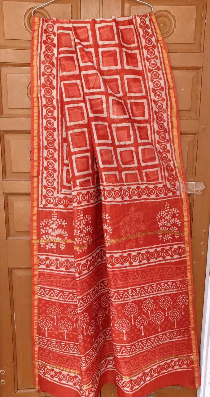 All Colours Chanderi Silk Block Printed Sarees