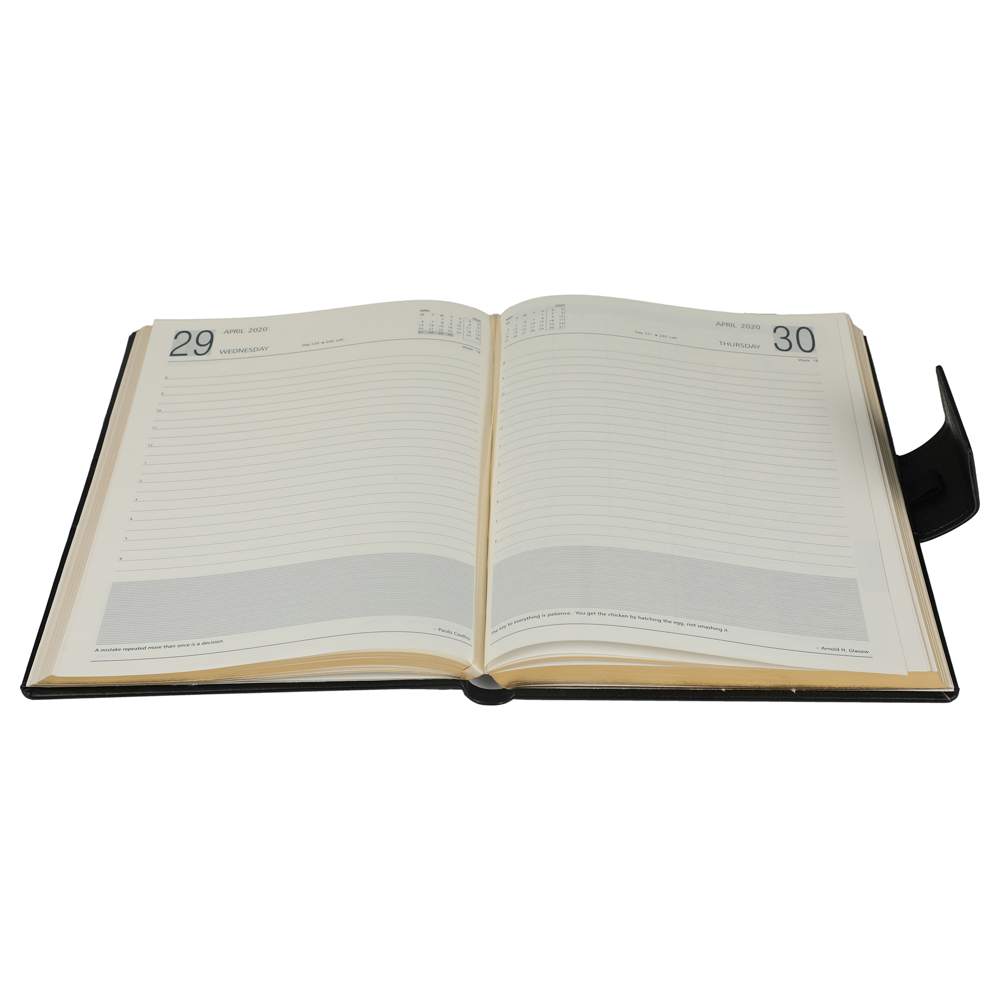 B5 Size - One Day To A Page New Year Diary With Magnet Flap Sewing Binding
