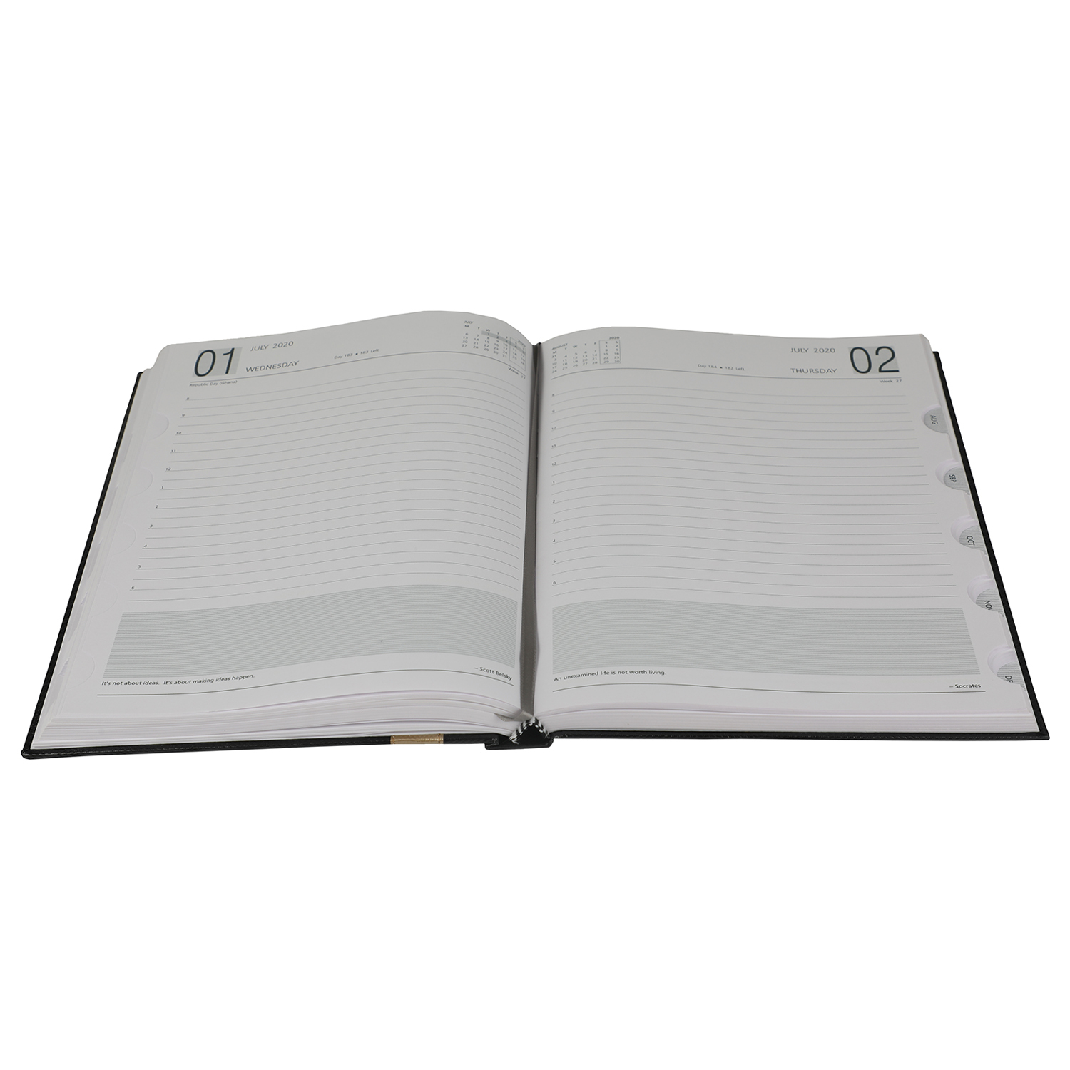 B5 Size One Day Per Page Diary - 432 Pages, Durable Pu Cover, Satin Ribbon Bookmark, Perfect Binding