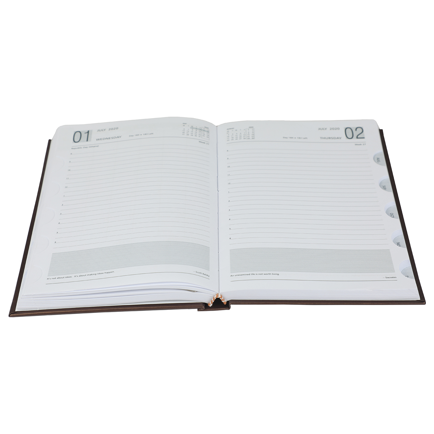 A5 Size Diary - Pu Cover, 432 Pages Of Acid-free Paper | One Day Per Page Layout, Monthly Planner, Satin Ribbon Bookmark, Embossed Logo