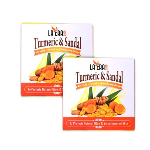 Turmeric and Sandal Soap - Solid Bath Soap | Yellow Color, Designed for Men, Featuring Company Logo