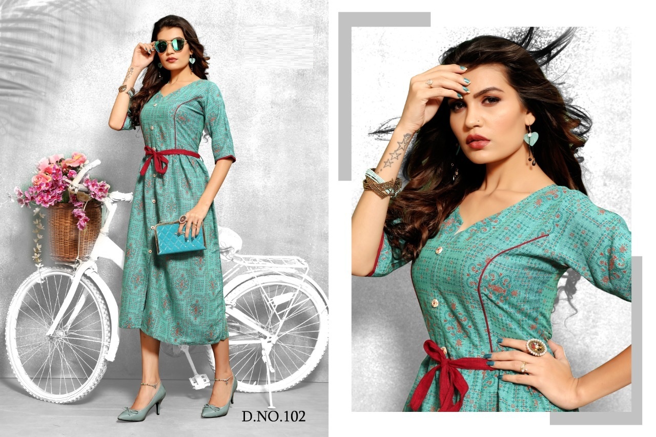 Dry Cleaning Two Tone Rayon Slub Kurtis