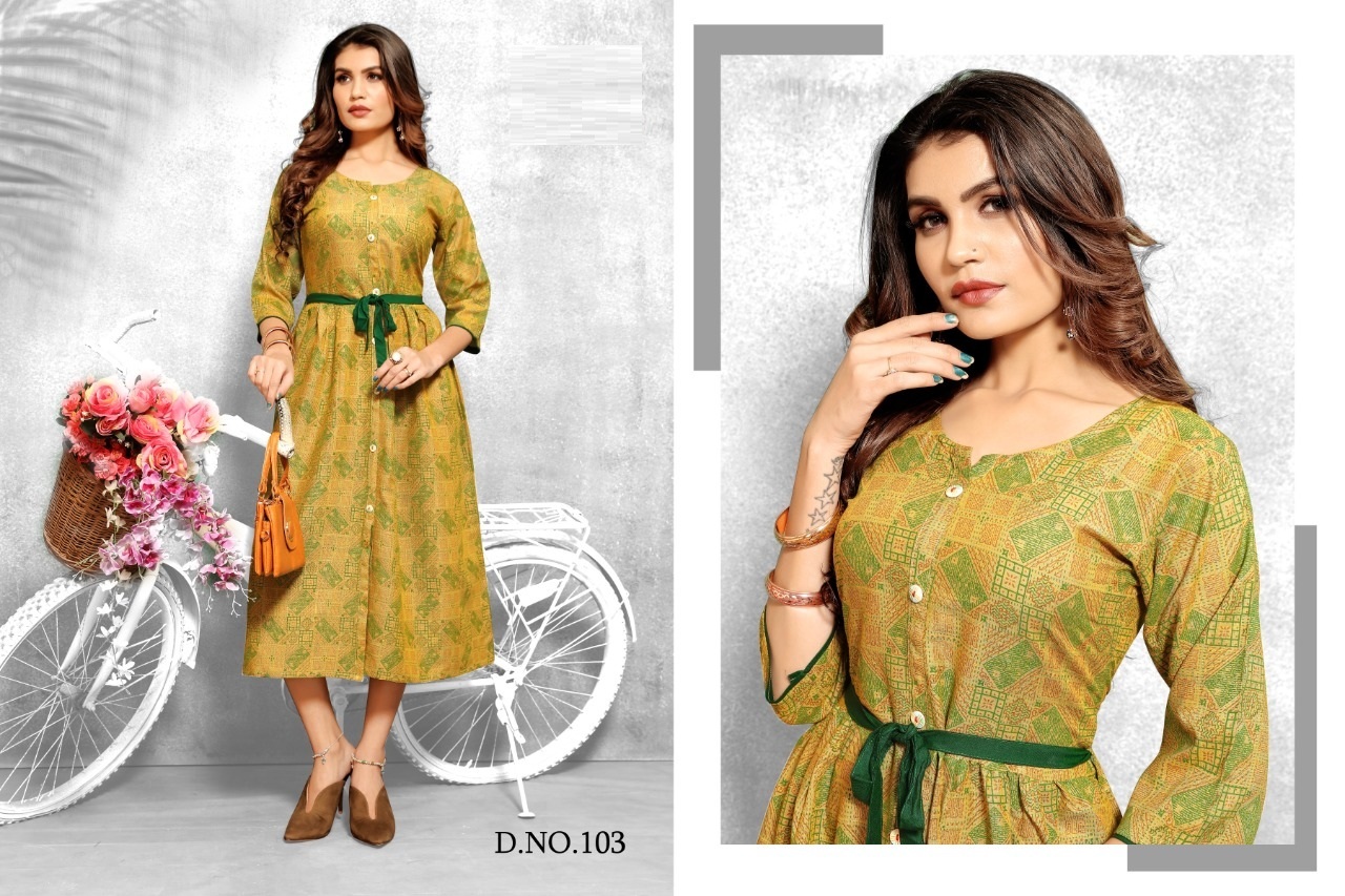 Dry Cleaning Two Tone Rayon Slub Kurtis