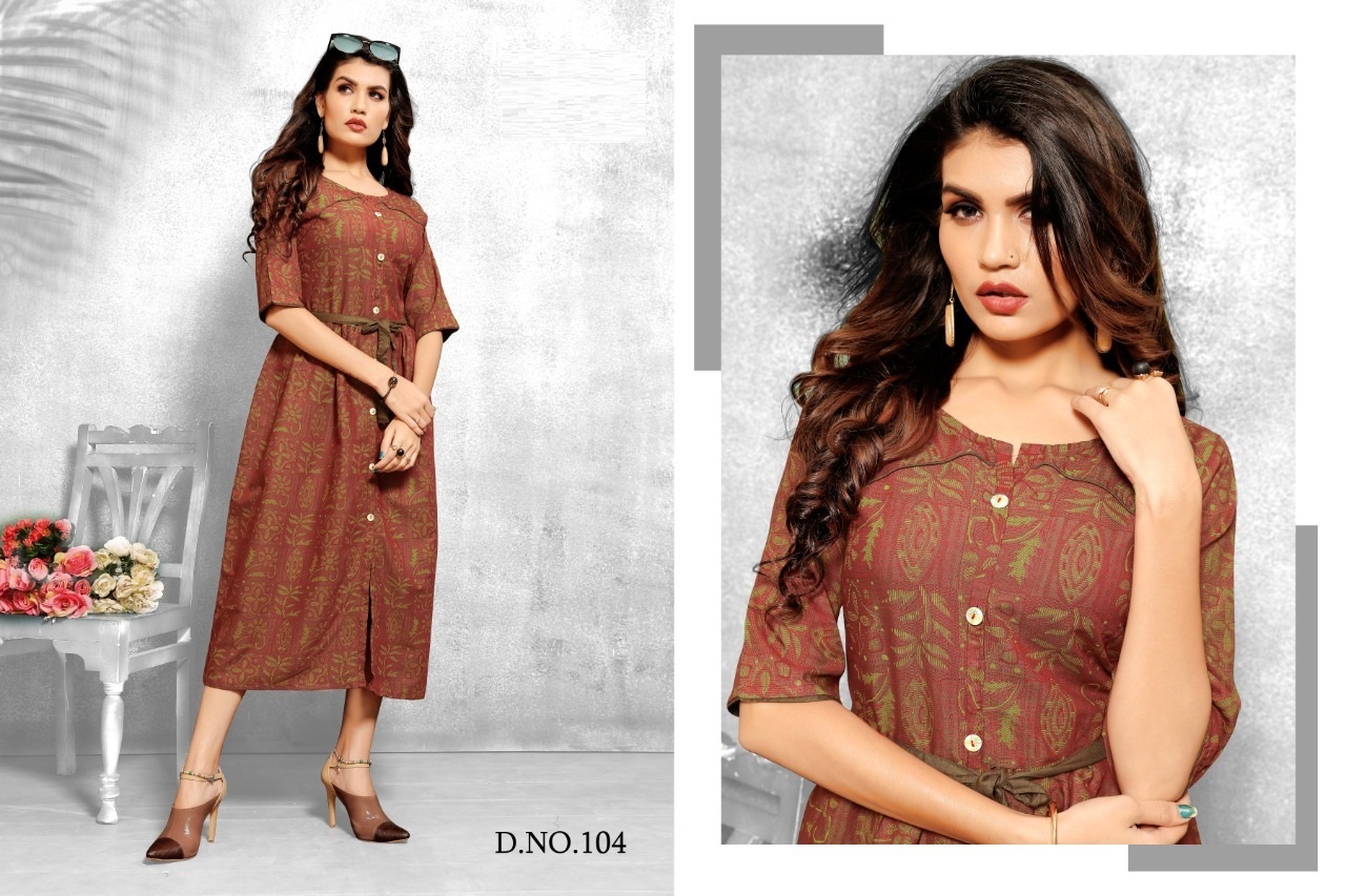 Dry Cleaning Two Tone Rayon Slub Kurtis