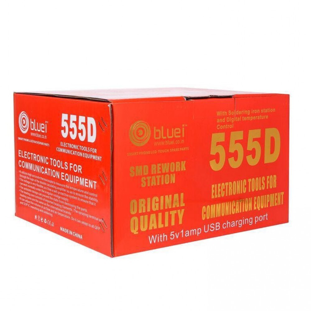 Bluei 555 Smd Machine - Fiber Body, 110cm Handle Length, White Color | Advanced Quality, Heavy Duty Copper Element, Digital Display, 580w Output Power, 100l/min Air Current