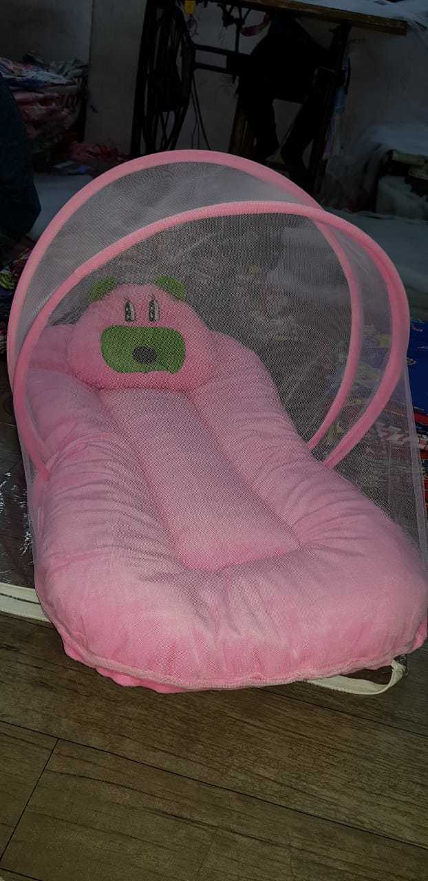 Baby Bed - Cotton Fabric, 50 X 35 X 2 Cm, Multicolor | Mosquito Net With Play Gym, Hanging Toys, Easy To Wash, Folds For Storage