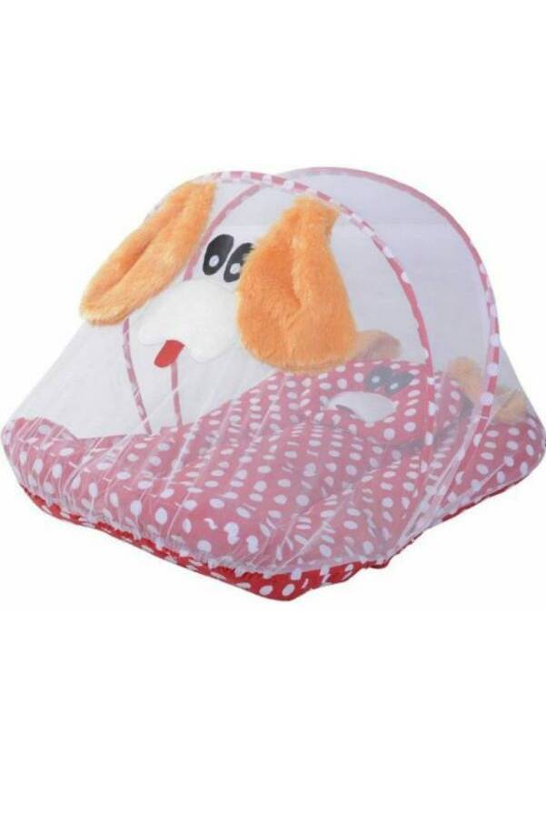 Baby Bed - Cotton Fabric, 50 X 35 X 2 Cm, Multicolor | Mosquito Net With Play Gym, Hanging Toys, Easy To Wash, Folds For Storage