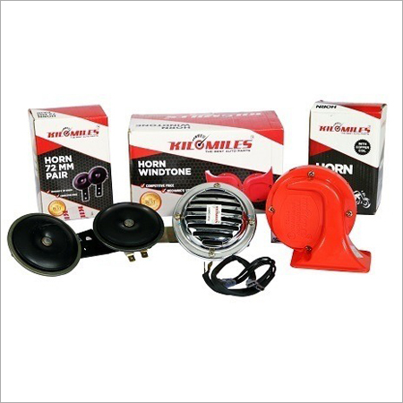 Horn - Plastic & Metal, 12V, 110dB Sound Level, 400Hz Frequency, Red Color, 1-Year Warranty