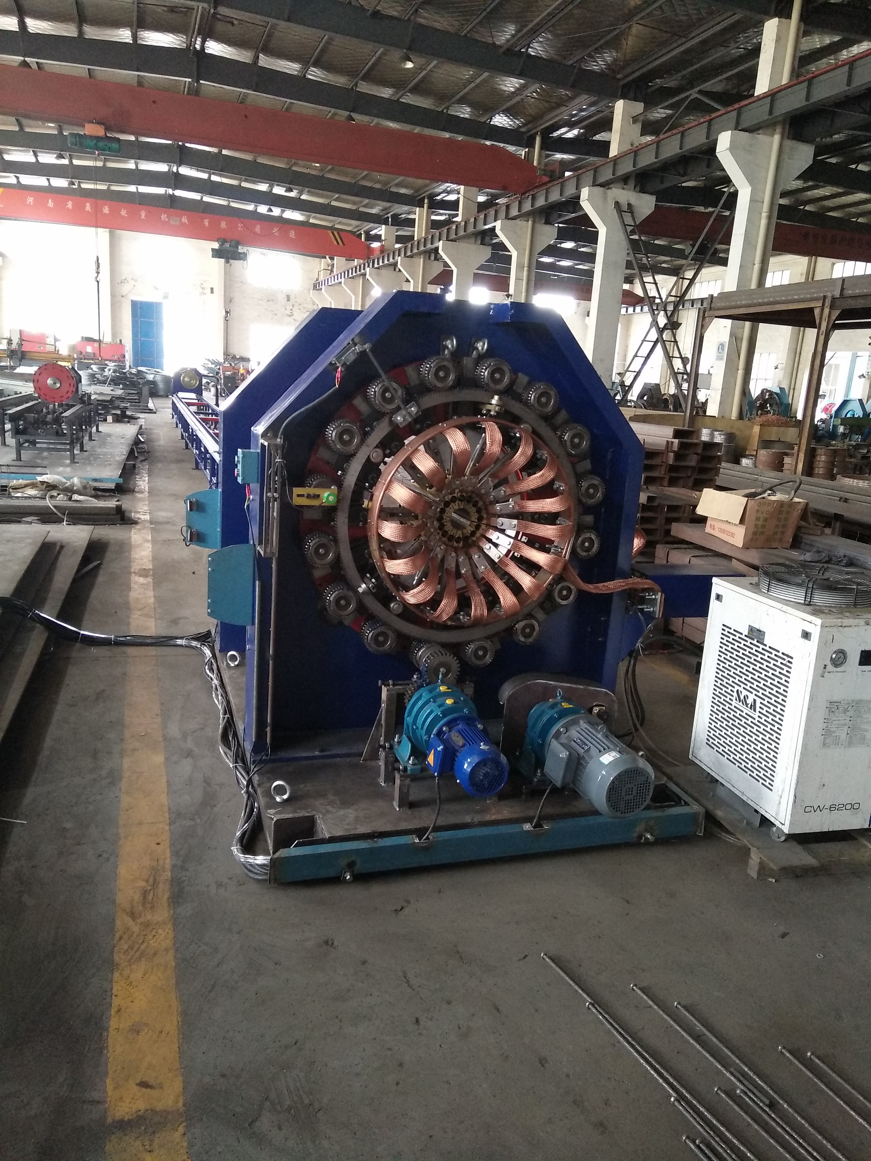 Blue Round Cages With Welded Spiral Machine Round Cages With Welded Spiral Machine