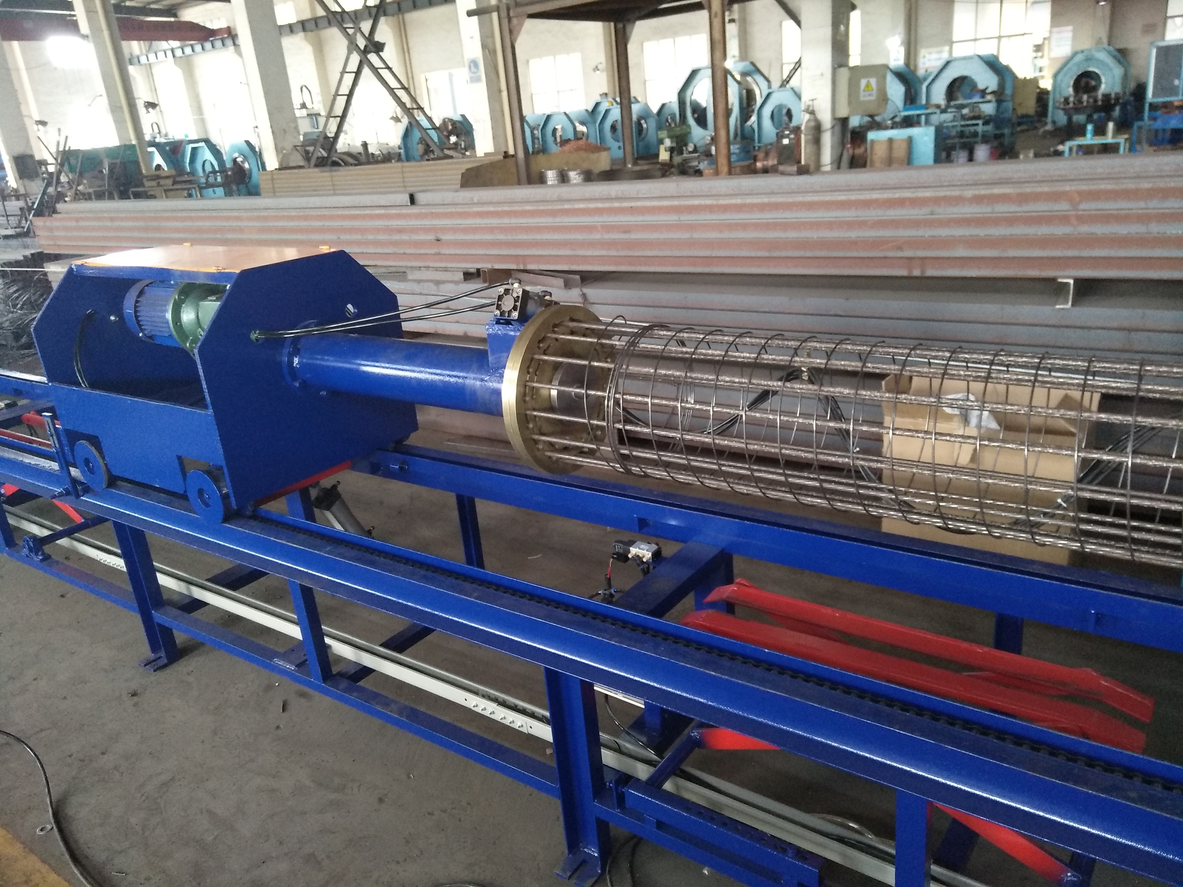 Blue Round Cages With Welded Spiral Machine Round Cages With Welded Spiral Machine