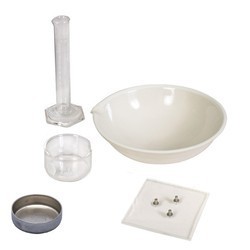 Shrinkage Limit Set - Porcelain & Glass Components, Flexible Spatula & Measuring Cylinder | Laboratory Apparatus for Soil Volume Consistency Analysis