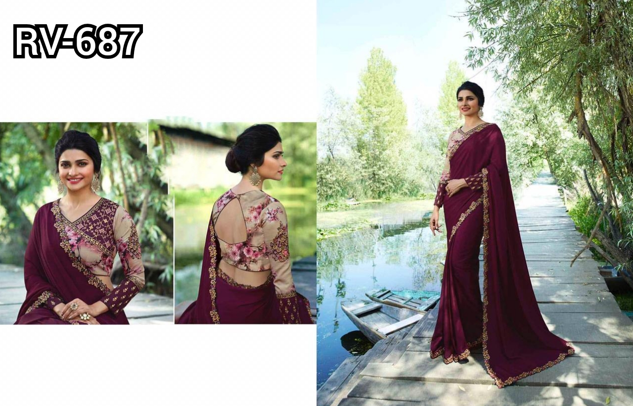 Sarees - White Rangoli + Sana Silk Fabric, Semi Stitched, 550 Gm | Features: Embroidered Digital Print Blouse, Floral Print, Bollywood Style