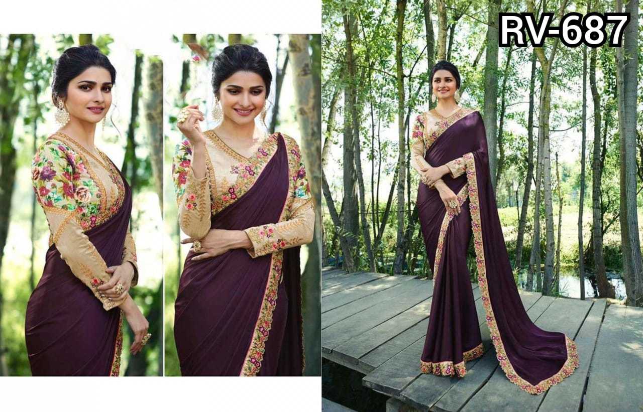 Sarees - White Rangoli + Sana Silk Fabric, Semi Stitched, 550 Gm | Features: Embroidered Digital Print Blouse, Floral Print, Bollywood Style