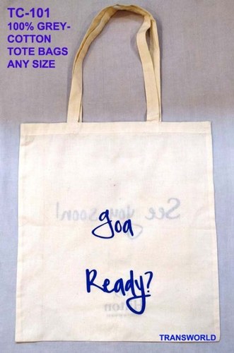 Cotton Tote Bags - 100% Cotton, Any Size, Beige, Open Top Design | Durable Webbing Handles