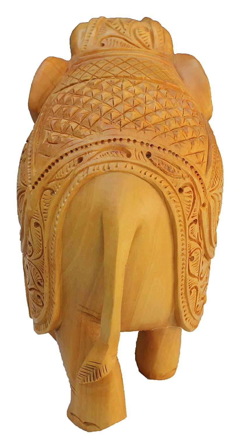 Wooden Handcrafted Elephant Carved Set Of 4 Piches - Fine Wood 3-6 Inch Size Polished Finish | Religious Theme Perfect For Home Decoration And Gifting