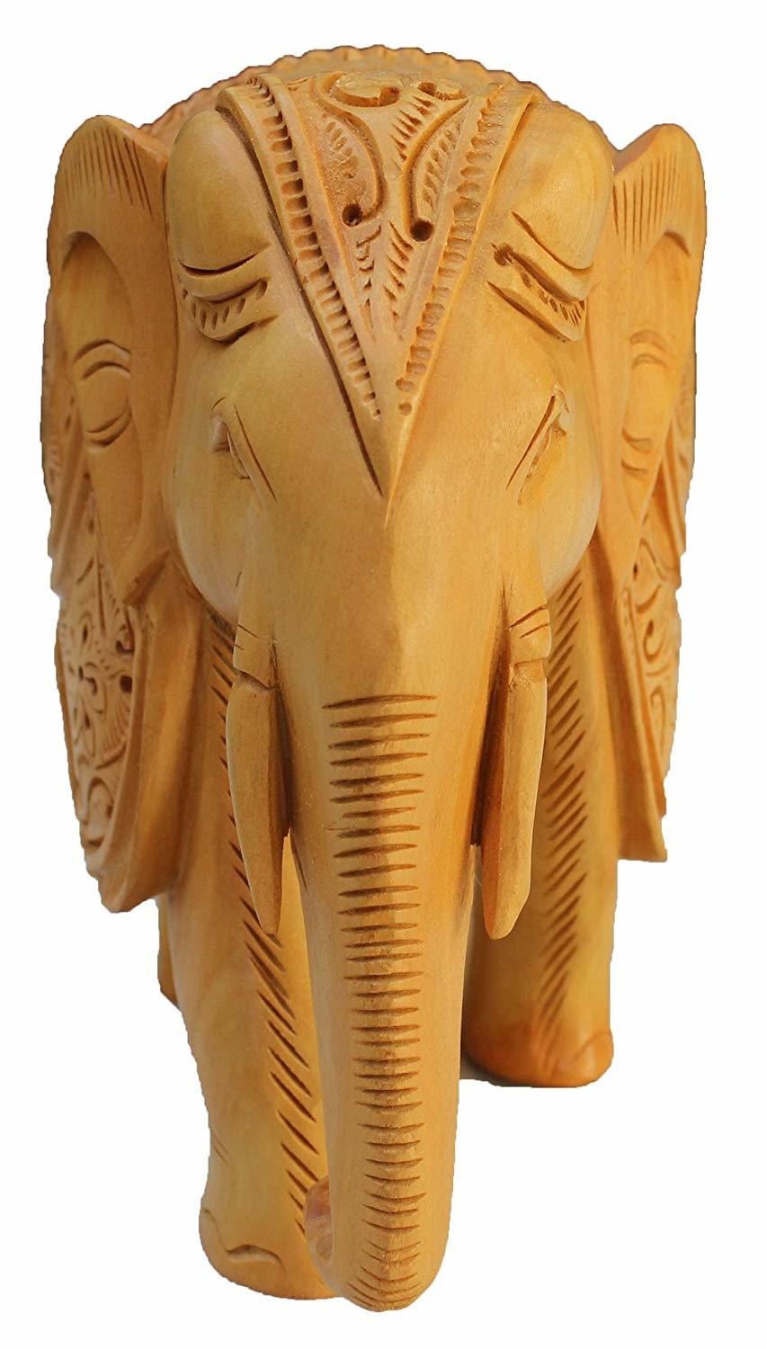 Wooden Handcrafted Elephant Carved Set Of 4 Piches - Fine Wood 3-6 Inch Size Polished Finish | Religious Theme Perfect For Home Decoration And Gifting