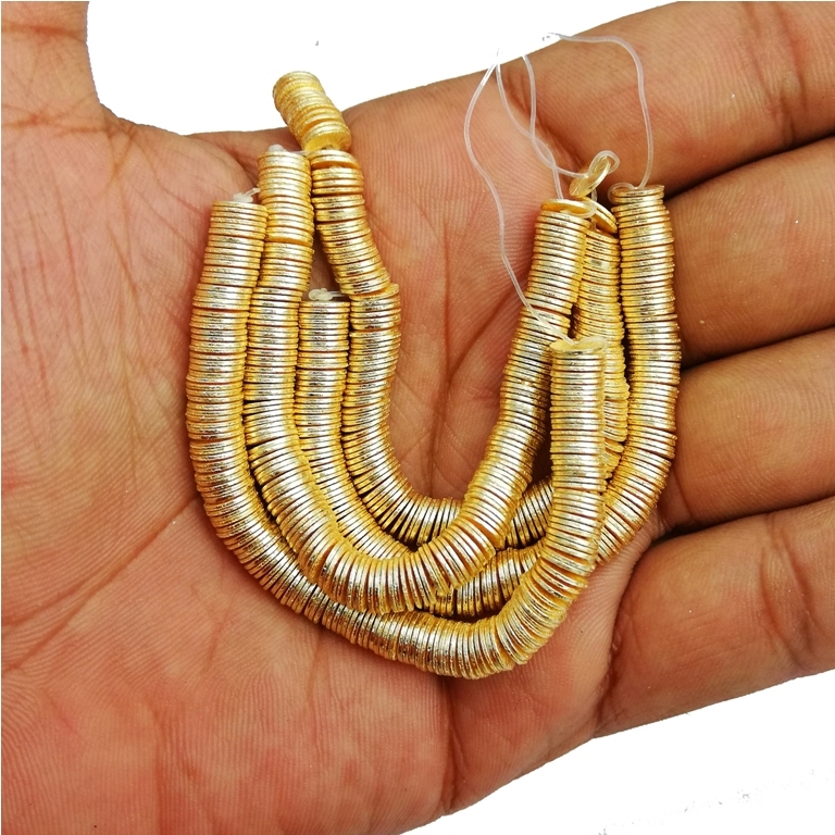 Metals Brushed Gold Plated Flat Round Bead Spacers