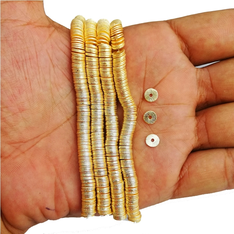 Metals Brushed Gold Plated Flat Round Bead Spacers