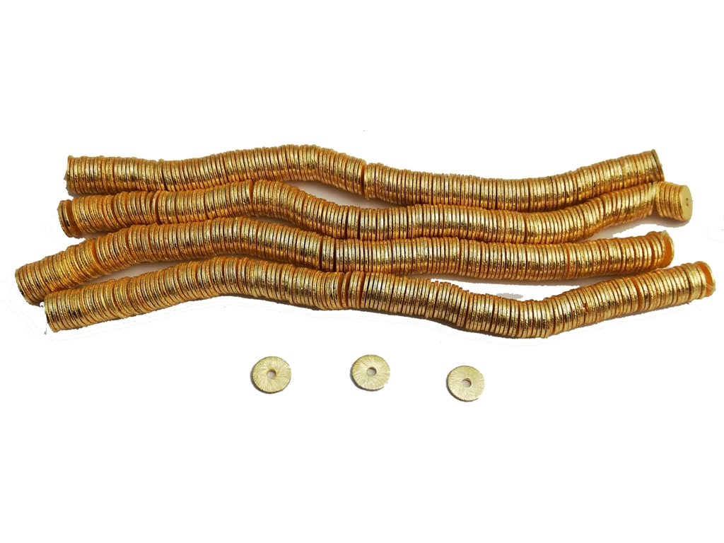 Metals Brushed Gold Plated Flat Round Bead Spacers