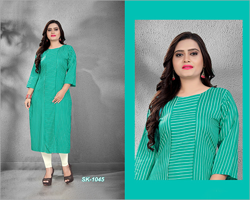 Available In Different Color Ladies Casual Rayon Kurti