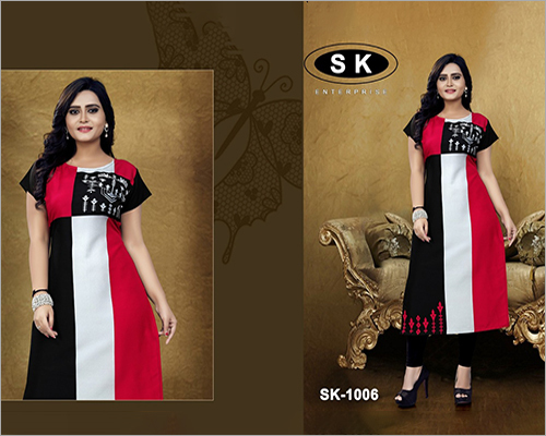 Round Neck Rayon Kurti - Rayon, Size L/M/XL, Available in Various Colors | Washable, Suitable for Ladies Across All Seasons