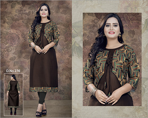 Fancy Cotton Kurti - Ruby Cotton Fabric, 44" Length, Digital Print with Dori Pattern | Washable, Available in Various Colors, Sizes L, M, XL, Casual Daily Wear