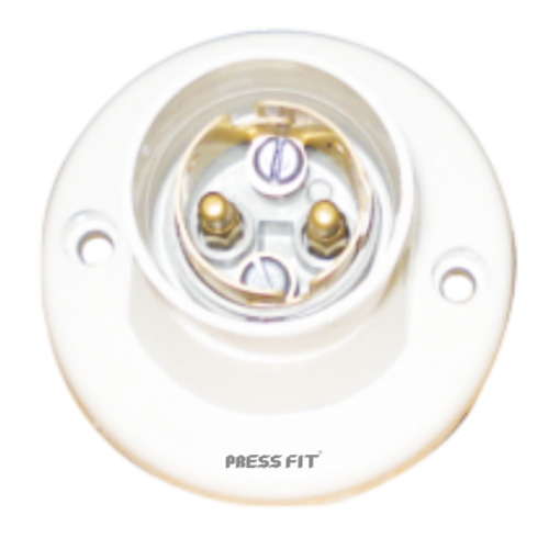Pressfit Metal Ring Angle Batten Lamp Holders - Plastic Material, White Color | Copper Contact Terminals, Safety Fixing, Modular Design