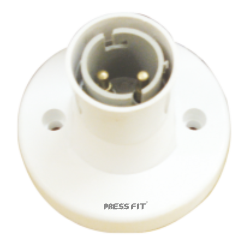 Pressfit Plastic Ring Bulb Lamp Batten Angle Holder - Plastic Material, White Color | Modular Design, Copper Contact Terminals, Safety Fixing