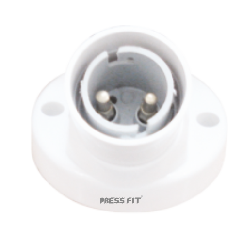 Pressfit Plastic Ring Bulb Lamp Batten Angle Holder - Plastic Material, White Color | Modular Design, Copper Contact Terminals, Safety Fixing