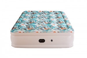 Airbed With Built-in Electric Pump, Comfort Flocking Top Special Beautiful Print Pattern , Bed Height 18a