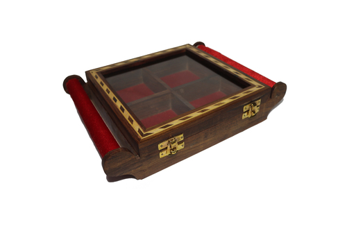 Wooden Storage Box - Carved Indian Rosewood 8x8 inches | Antique Imitation, Ideal for Dry Fruits, Tea and Spices