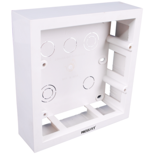 Pressfit Prime Modular Surface Boxes - Durable Polyvinyl Chloride, 1 To 18 Module Sizes, Sleek White Design, Easy Cable Entry Knockouts