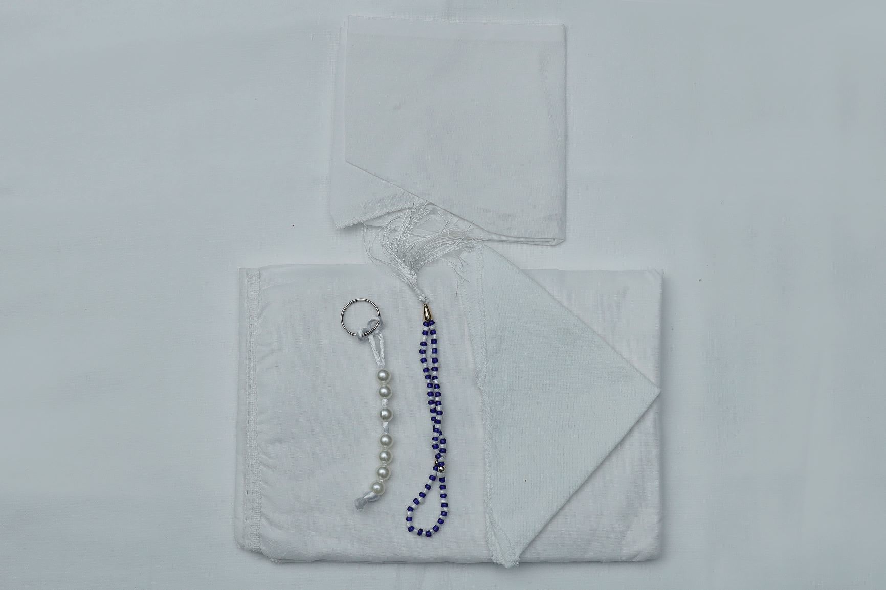 Cotton Ladies White Woven Scarf For Hajj/umrah