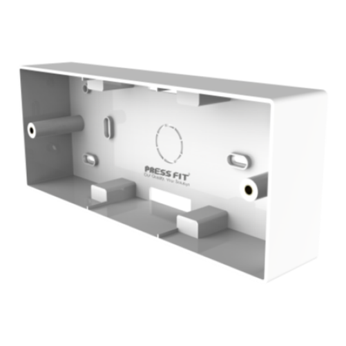 Pressfit Electrical Switch Socket Mounting Boxes - Durable Polyvinyl Chloride, Various Sizes Available, Sleek White Design, Easy Cable Entry Knockouts