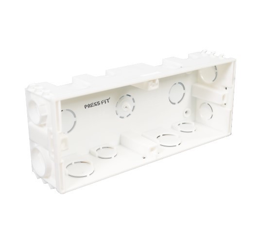 Pressfit Tejas Concealed Wall Mounting Boxes - Plastic, 1 To 18 Module Size, White Color | Robust Durability, Easy Installation, Conduit Fitting Provisions