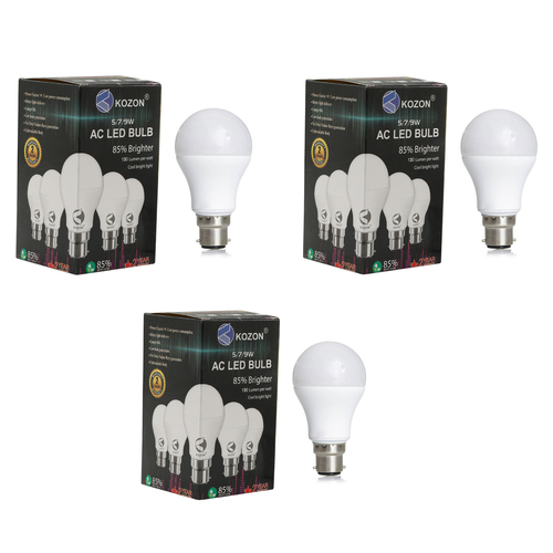 5w LED Bulb - Ceramic Body, 150 Lumens/watt, IP40 Rating, 220V Input, Round Design | VoltSafe Technology, 2-Year Warranty, Eco-Friendly Energy Saving