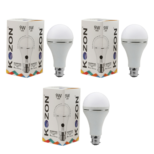 9w Rechargeable Bulb - Ceramic Body, Round Shape, White Color | IP40 Rated, 220/240 Volt, 100 Lumens Luminous Flux, 1 Year Warranty