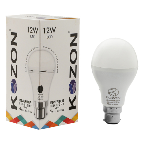 12w Inverter Bulb - Ceramic, Round, White | 1 Year Warranty, 220V Input, Energy Saving, 1800-2200mAh Li-On Cell, 8hrs Charge