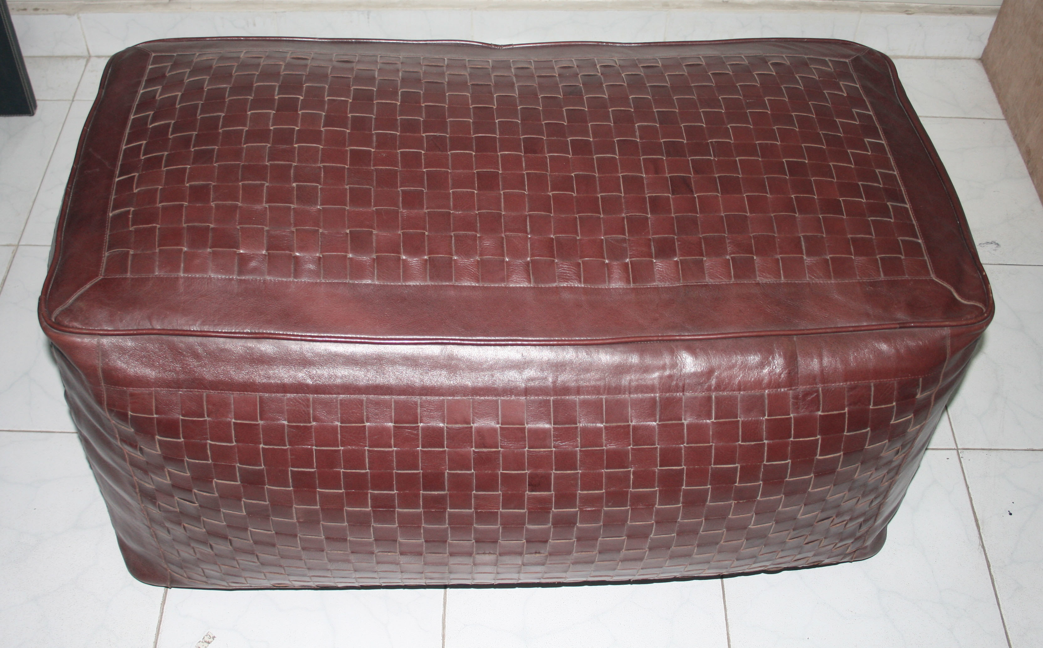 Brown Leather Poufs