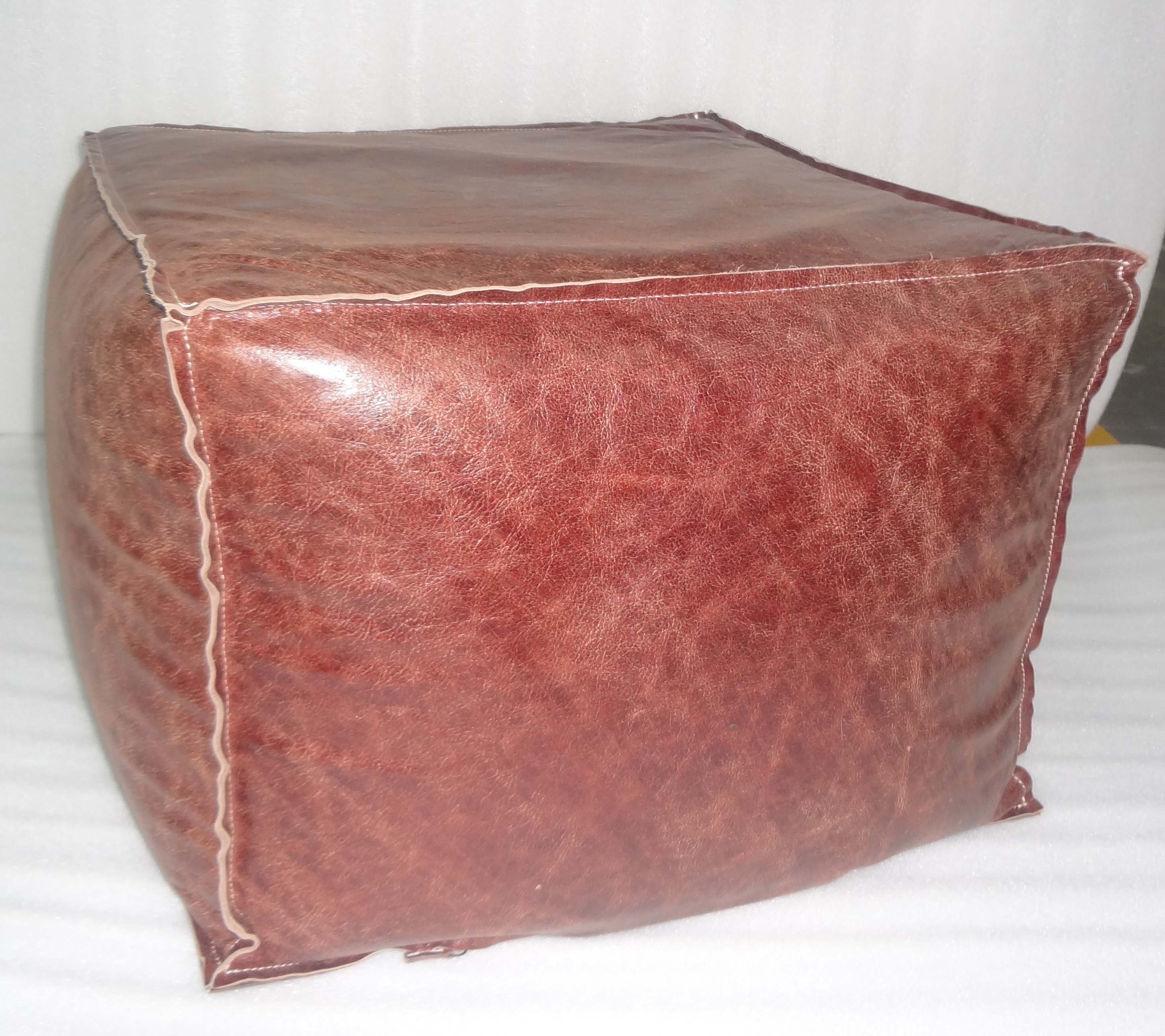 Brown Leather Poufs