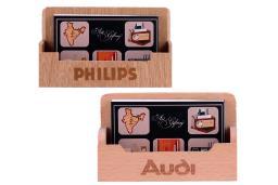 Visiting Card Holder - Wood, 4x3x2 Inches | 50 Card Capacity, Engraved Logo, Organized Storage