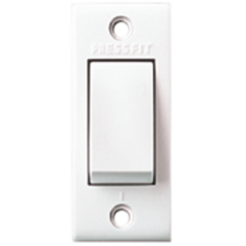 Pressfit Glory 6 Amp. Electrical Switches - Plastic Body, 240V Rated Voltage | Sleek White Design, Dust & Stain Resistant, Non-Modular Type