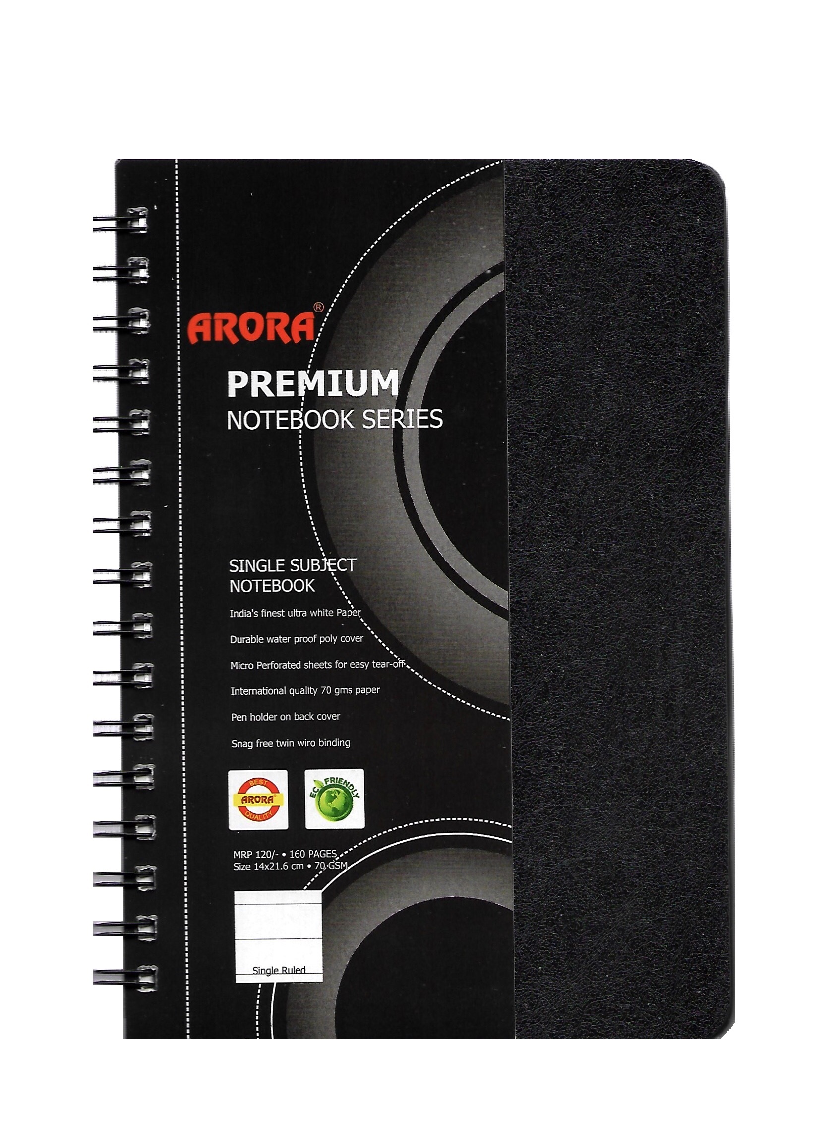 Chief Size Single Subject Wiro Notebook - Durable Polycover, 14 X 21.6 Cm | 160 Micro-perforated Pages, Rounded Corners, Pen Holder, Hi-bright Opacity Paper