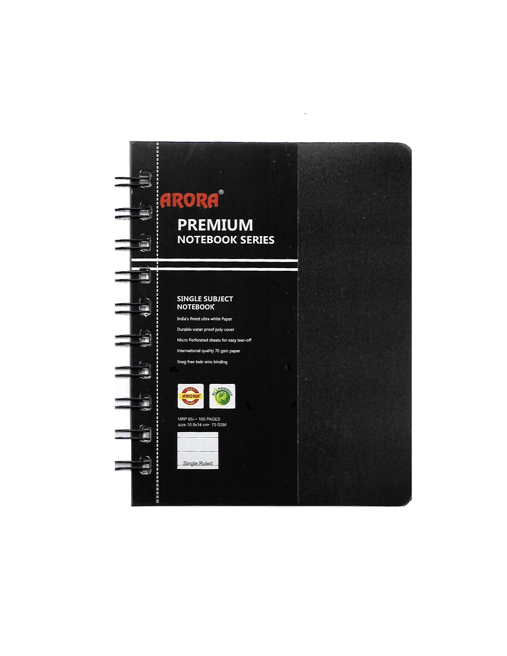 Royal Size Single Subject Wiro Notebook - Durable Polycover, 10.8 X 14 Cm, 70 Gsm, Single Ruled, 160 Pages | Micro-perforated Sheets, Pen Holder, Rounded Corners