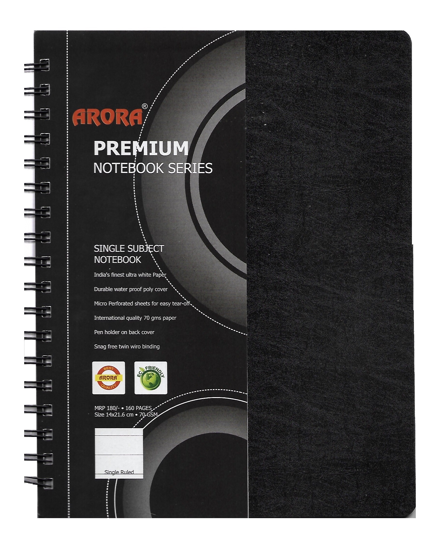 Nescafe Size Single Subject Wiro Notebook - 160 Pages, Durable Polycover With Rounded Corners, Micro-perforated Sheets, Pen Holder