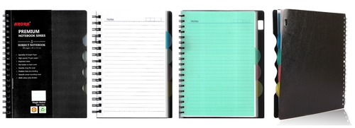 टिकाऊ पॉलीकवर नेस्कैफ़ साइज़ 5 सब्जेक्ट प्रीमियम वाइरो नोटबुक - 70 Gsm, सिंगल रूल्ड, 300 पेज