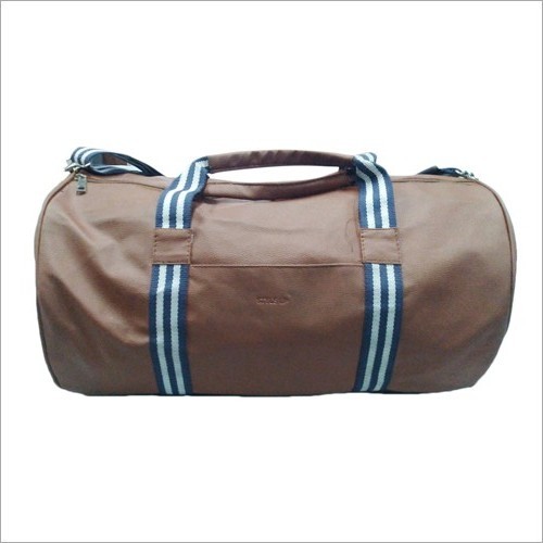 Pu Plain Duffle Bag - Pu Leather Material, Brown Color, Easy To Carry With Loop Handles | Durable Design For Gym And Weekend Travel