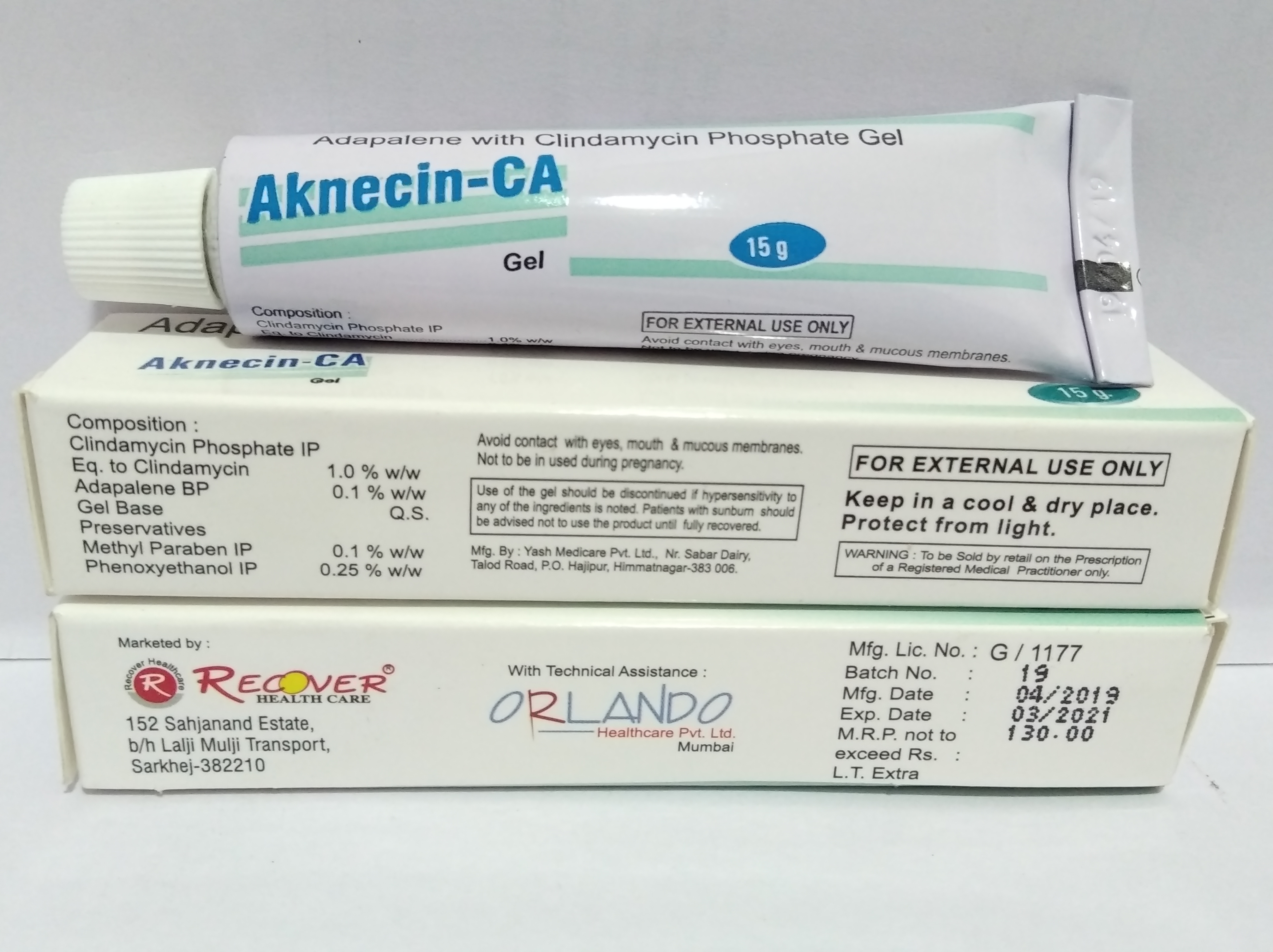 Cindamycin 1% , Adapalene 0.1% Gel Generic Drugs