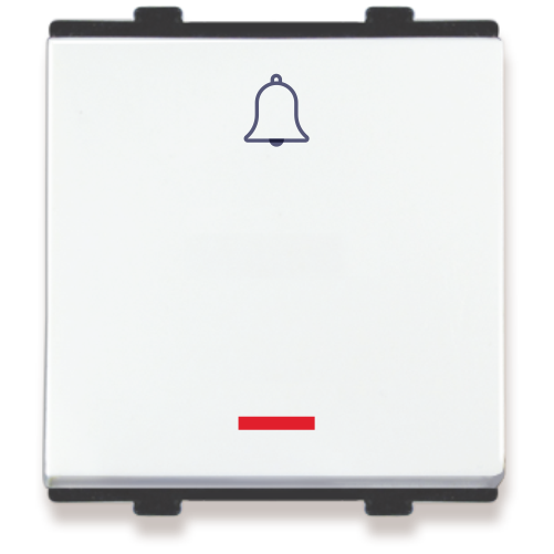 Pressfit Edge Broad Modular Electrical Switches - Plastic Material, 2 Module Size, White Color, 6 Amp Load Current | Elegant Design, Spark Shield Protected, Screw-less Installation, High Safety Levels